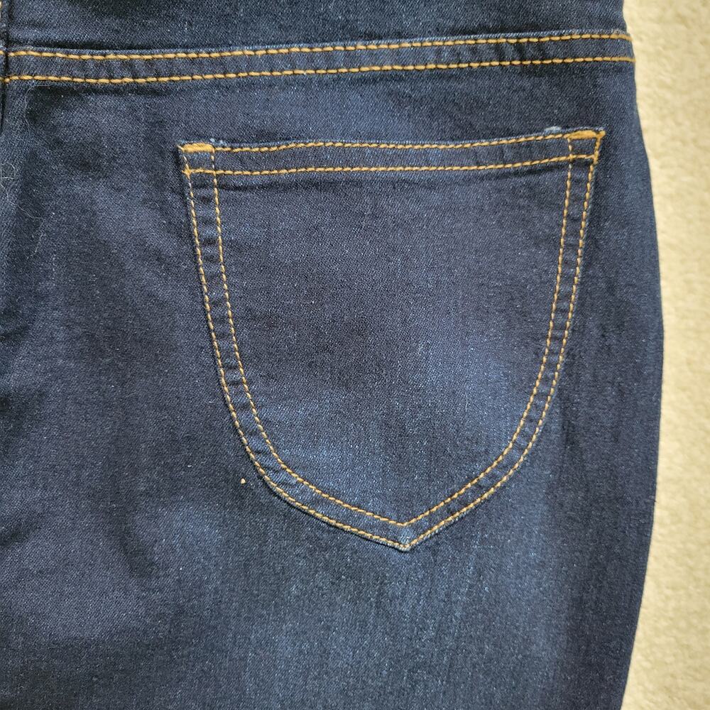 NWT Deja Bleu Premium Denim Skirt 12 Knee Straight Pencil Frayed Hem Vent - Picture 5 of 13